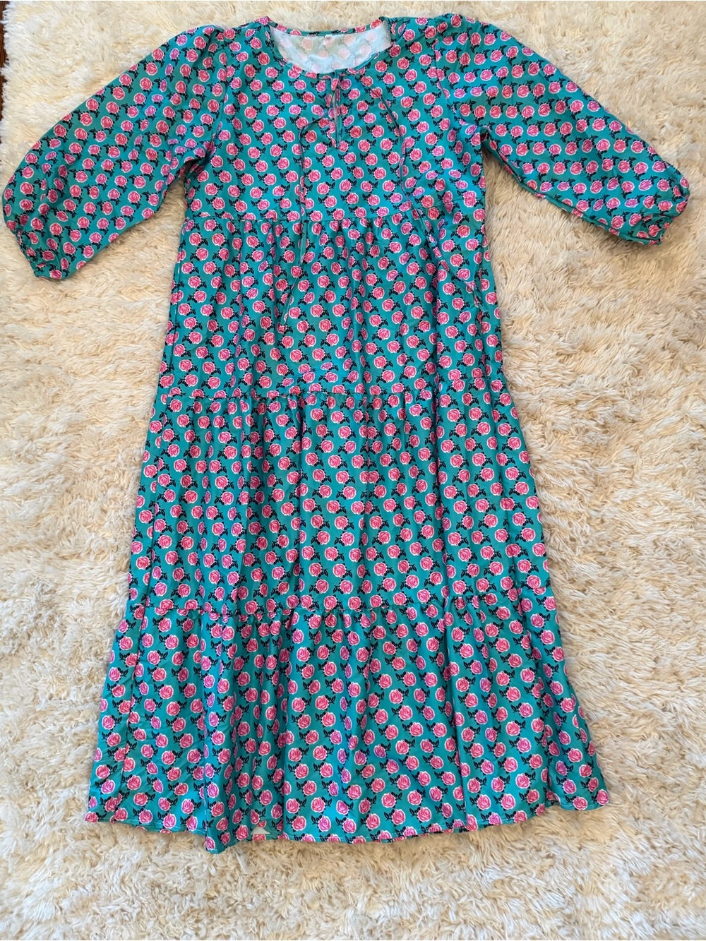 NWOT green and pink floral dress women’s size small - Picture 1 of 4